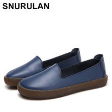 SNURULAN2019 new SPRING / autumn genuine leather round toe sole soft solid surface stitching shoes for women flat loafersE081 2024 - buy cheap