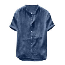 Camisa masculina de manga curta, moda verão, camisa solta para homens, casual, de algodão, de linho, para praia, 2020 2024 - compre barato