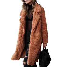 Women Faux Fur Teddy Jacket Coat Autumn Winter Thick Warm Fluffy Long Fur Coats Lapel Shaggy Jackets Overcoat Elegant Outerwear 2024 - buy cheap