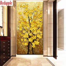 Pintura de diamante con patrón de Árbol de Oro, decoración de pared de entrada grande, cuadrado, redondo, 5D, bricolaje, bordado de diamantes 2024 - compra barato