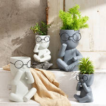 Cement Flower Vase headband glasses flower pot portrait art ornaments Nordic ceramic succulent flower green radish personality d 2024 - buy cheap