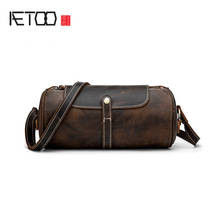 Aetoo bolsa de ombro com cilindro de couro, elegante e simples, mini bolsa mensageiro, bolsa de travesseiro retrô 2024 - compre barato