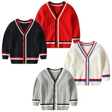 Вязаный свитер для маленьких мальчиков и девочек, кардиган, пальто, Топ с длинным рукавом, верхняя одежда для мальчиков, верхняя одежда 2024 - купить недорого
