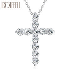 DOTEFFIL 925 Sterling Silver 18 Inches Large Zircon AAA Cross Pendant Necklace For Women Fashion Wedding Party Charm Jewelry 2024 - buy cheap