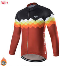 Aofly vestuário profissional para ciclismo, camiseta para ciclismo de inverno com manga longa, de lã térmica preta e vermelha, para mountain bike mtb 2024 - compre barato