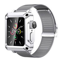 Capa protetora de metal para apple watch, capa de proteção com pulseira milanês para iwatch séries se 6 5 4 3 2 1, 44mm, 42mm, 40mm e 38mm 2024 - compre barato