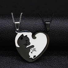 2 pcs Cut Cat Stainless Steel Couple Necklace Women Black Silver Color Necklace Jewelry Christmas Gift gargantilla NXHYB98 2024 - buy cheap