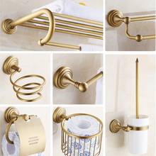 Antique Brass Bathroom Accessories Wall Mounted Towel Rack,Paper holder Toilet Brush Holder Robe hook Bathroom Accessories Set 2024 - buy cheap