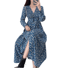 Vestido Floral elegante con cuello en V para mujer, Vestido largo de viento suave de talla grande para primavera y otoño, 126c, 2021 2024 - compra barato