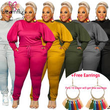 Plus Size Two Piece Sets Club Outfits Long Sleeve Tops And Activewear Jogger Sets Wholesale Clothing 4XL 5XL Sport  Tracksuit 2024 - buy cheap