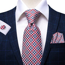 Hi-Tie Red Men's Tie Houndstooth Plaid Solid Luxury Silk Necktie Formal Dress Ties Navy Wedding Business for Men Gifts for Men 2024 - buy cheap