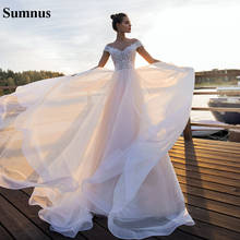 Sumnus Beach Boho Wedding Dresses Cap Sleeve Illusion Button lace Appliques Tulle Bridal Dress Custom Made 2024 - buy cheap
