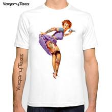 Hot Sexy Girl Tattoo Pin-Up Retro Tshirt Summer Men Short Sleeve Tattoo Printed Boys T Shirt Funny Cute Tshirts Casual 2024 - buy cheap