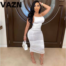 VAZN Summer Hot Outspoken Sexy Night Club Halter Off Shoulder Backless Solid Sweet High Waist Women Thin Midi Dress 2024 - buy cheap