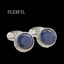 FLEXFIL-gemelos de camisa de lujo para hombre, gemelos de marca con botones, joyas de boda de cristal de alta calidad 2024 - compra barato