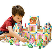 Casa de bonecas em miniatura com 128 peças/268 peças, casa de boneca em miniatura com blocos de construção para crianças, presente para os feriados 2024 - compre barato