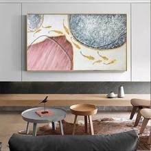 Peixe dourado texturizado pintado à mão pintura a óleo abstrata moderna em tela arte de parede para sala de estar decoração de casa sem moldura presente 2024 - compre barato