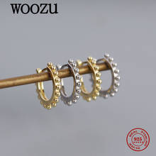 WOOZU Genuine 925 Sterling Silver Simple Round Beads Hoop Earrings For Women Party Punk Hip Hop Unisex Ear Buckle Jewelry Gift 2024 - buy cheap