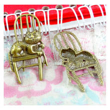 20pcs 40.8*22.2MM Antique Bronze Plated Cat Charms Chair Pendants For Making DIY Handmade Jewelry 2024 - buy cheap