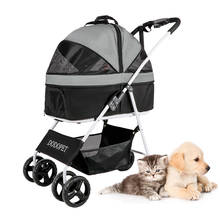 Cochecito plegable para perro y gato, carrito de 4 ruedas, jaula desmontable, 20kg 2024 - compra barato