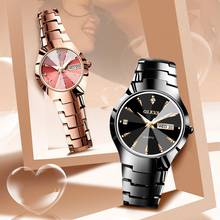 Casal relógios par homens e mulheres moda amantes de aço inoxidável relógio de luxo quartzo relógio de pulso calendário semana reloj mujer hombre 2024 - compre barato