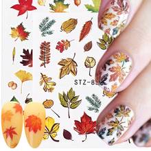 5pcs Leaf Stickers For Nails Autumn Maple Pumpkin Water Transfer Slider For Nail Art Manicure Watermark Decoration 2024 - buy cheap