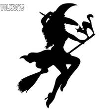 Volkrays Personality Car Sticker Halloween Witch Flying on Broom Accessories Reflective Vinyl Decal Black/Silver,13cm*9cm 2024 - buy cheap