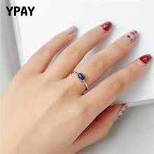 Женское кольцо с камнем YPAY, Открытое кольцо из 100% настоящего серебра 925 пробы с синей бирюзой, подарок, YMR511 2024 - купить недорого