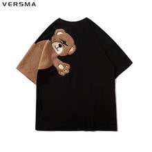 VERSMA-Camiseta coreana con bordado de oso Ulzzang Harajuku para hombre y mujer, ropa de calle de verano, camiseta Vintage de manga corta, envío directo 2024 - compra barato