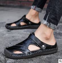 Sandalias romanas clásicas de cuero para hombre, zapatillas de exterior, chanclas de goma para playa, senderismo, agua, verano, 2020 2024 - compra barato