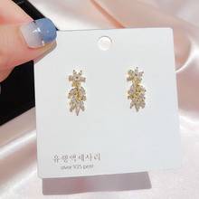 Exquisite Cubic Zircon Branch Flower Stud Earrings for Women Gold Color CZ Crystal Jewelry 2024 - buy cheap