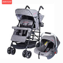 2022 twin stroller multi-function double large child baby stroller kinderwagon lightweight folding can sit and lie with car seat 2024 - buy cheap