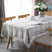 Jacquard Checkered Tablecloth Black Gradient Checkered Table Cloth Tassel Fabric Rectangular Cover Tapete 2024 - buy cheap