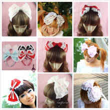 Sweet lolita princess headband sweet plaid hair accessory double layer bow headband princess headband  cos hair band bow QW01 2024 - buy cheap