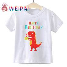 Camiseta con estampado de números para niño y niña, playera de dinosaurio para cumpleaños 1-9, regalo divertido, atuendo familiar 2024 - compra barato