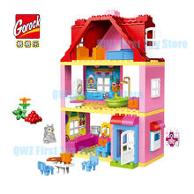 Legoingly Friends кирпич набор розовый город девочка принцесса семья Дом дети игрушки строительные блоки совместим с duplo Кирпичи подарок 2024 - купить недорого