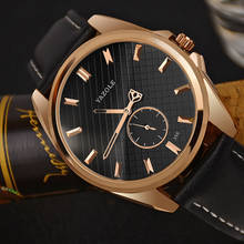 Yazole relógio masculino com pulseira de couro, relógio de pulso, perfil baixo, na moda, relógio analógico, pulseira de couro 2024 - compre barato
