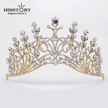 HIMSTORY-Tiaras de cristal de gran tamaño, corona de diamantes de imitación, diadema nupcial, accesorios para el cabello de boda, Reina, peinados, joyería 2024 - compra barato