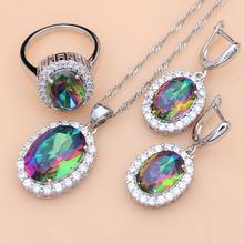 Mystic Rainbow Fire Cubic Zirconia Jewelry Set Women 925 Sterling Silver Jewelry Wedding Earrings/Pendant/Necklace/Rings T002 2024 - buy cheap