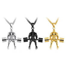 Exaggeration Hercules Weight Lifting Necklace Men's Sports Stainless Steel Chain Pendant Punk Hip Hop Boys Fashion Jewelry Gifts 2024 - buy cheap