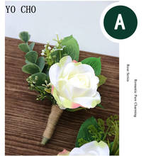 YO CHO Silk Flower Corsage Groom Boutonniere Artificial Rose Wedding Boutonniere Pin Wedding Planner Marriage Corsage Flower 2024 - buy cheap