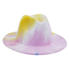 Sombrero de fieltro Tie Dye para hombre y mujer, gorro elegante de Jazz Panamá, ala ancha, iglesia, Derby, gángster, Trilby, invierno, 2020 2024 - compra barato