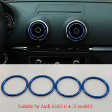 Подходит для Audi A3 14-20 S3 декоративная крышка для автомобильного воздуховода декоративное кольцо для вентиляции из алюминиевого сплава декоративная наклейка в форме автомобиля 2024 - купить недорого