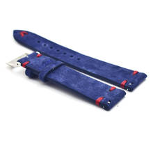 Handmade Suede Watch Strap Band 18mm 20mm 22mm 24mm Quick Release Navy Blue Red /White Stitching Replacement Wristbands 2024 - buy cheap