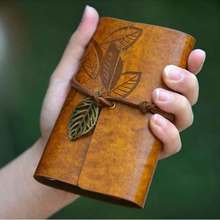 2020 Genuine Leather Vintage Leaf Notebook Daily Planner Agenda  Journal Notebook for Office School Stationery Supplies 2024 - buy cheap