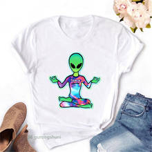 Женская футболка с круглым вырезом, повседневный топ в стиле Харадзюку с принтом инопланетянина, уличная одежда, лето 2020 2024 - купить недорого