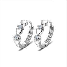 Fashion Heart Shaped Clip Earrings for Women Charming Lady Silver Colour Crystal Earrings Bridal Wedding Jewelry Accessories 2024 - buy cheap