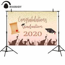 Allenjoy congratulations graduation 2020 background for photography studio Bachelor cap diploma gold dots backdrop photophone 2024 - buy cheap