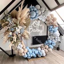 140 pçs chuveiro do bebê macaron azul cinza retro pele balões garland arco kit globos festa de aniversário casamento decoração 2024 - compre barato