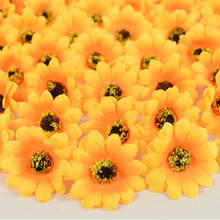 50pcs 4.5cm Daisy Flower Artificial Silk Sunflowers Head For Wedding Party Home Decor DIY Scarpbooking Wreath Handmade Supplies 2024 - buy cheap